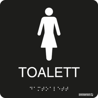 Taktil skylt Toalett dam Svart