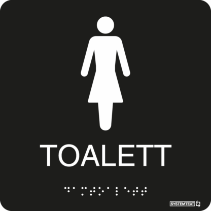 Taktil skylt Toalett dam Svart