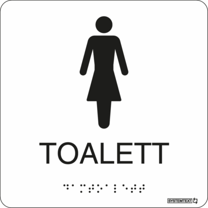Taktil skylt Toalett dam Vit