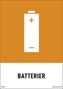 Återvinningsdekal Batterier med symbol