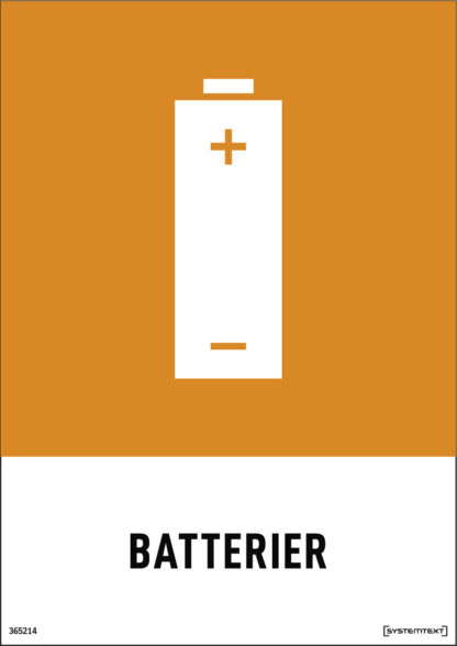 Återvinningsdekal Batterier med symbol