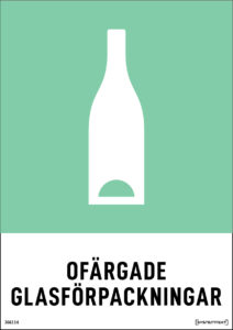 Återvinningsdekal Ofärgade glasförpackningar med symbol