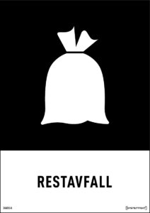Återvinningsdekal för restavfall för tydlig märkning
