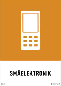 Återvinningsdekal Småelektronik med symbol