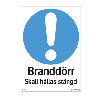 Påbud Branddörr skall hållas stängd