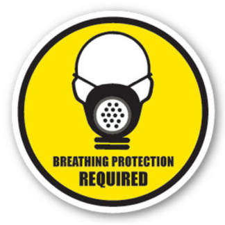 Golvmarkering Breathing protection required