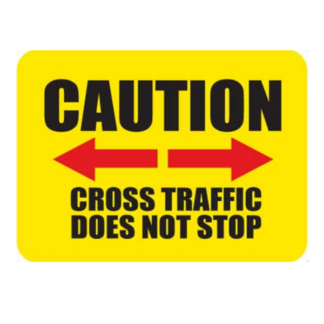 Golvmarkering Cross traffic does not stop