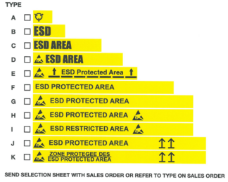 Golvmarkering med ESD-text