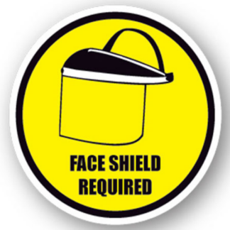Golvmarkering Varning Face shield required