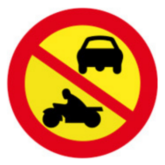 Vägmärken Förbud mot trafik med annat motordrivet fordon än moped klass 2