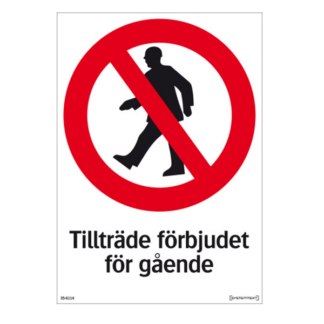 Förbud Tillträde förbjudet för gående