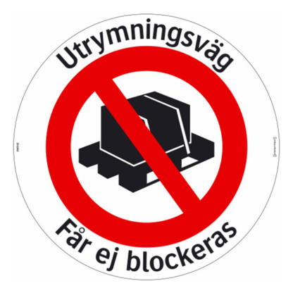 Utrymningsväg får ej blockeras, Golvdekal