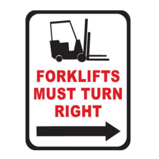 Golvmarkering Forklifts must turn right