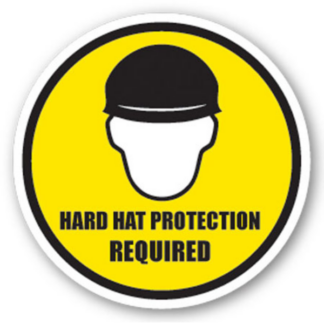 Golvmarkering Hard hat protection required