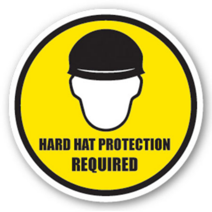Golvmarkering Hard hat protection required