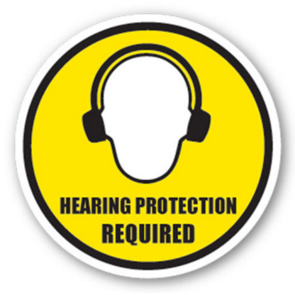 Golvmarkering Hearing protection required