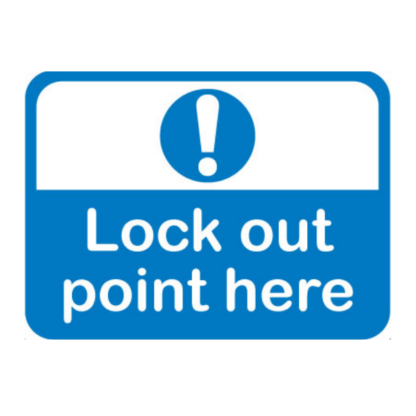 Golvmarkering Lock out point here