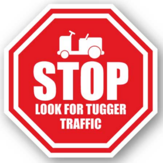 Golvmarkering Stop Look for tugger traffic