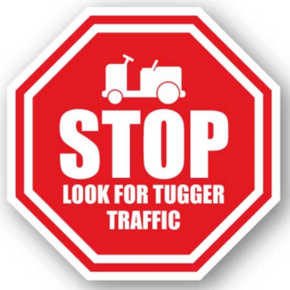 Golvmarkering Stop Look for tugger traffic