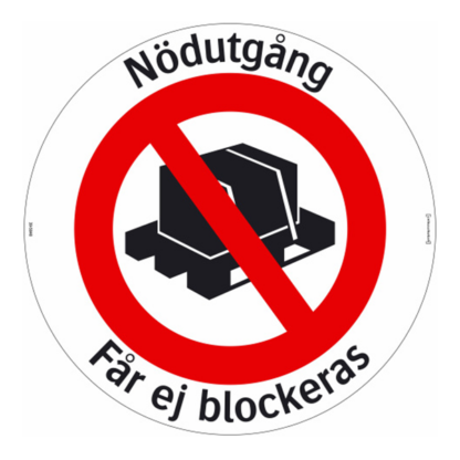 Nödutgång får ej blockeras, Golvdekal