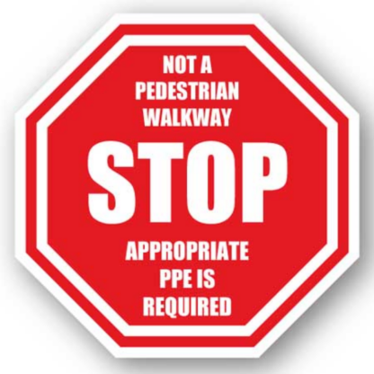 Golvmarkering Stop Not a pedestrian walkway