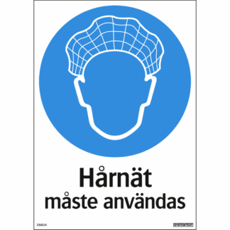 Påbudsskylt Hårnät måste användas