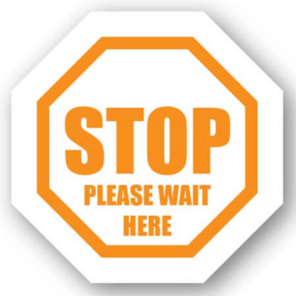 Golvmarkering Stop Please wait here