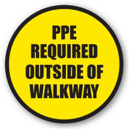 Golvmarkering PPE required outside of walkway