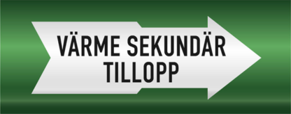 Rörmärkning Värme sekundär tillopp