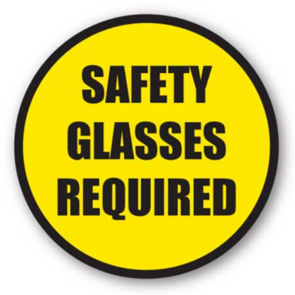 Golvmarkering Safety glasses required