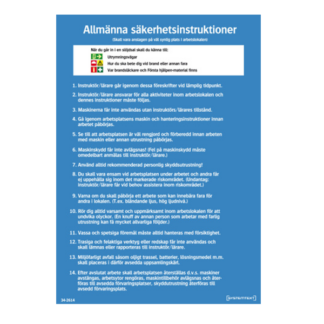 Säkerhetsinstruktioner Allmänna