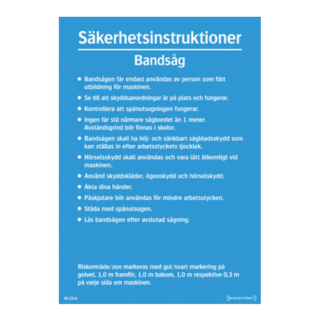 Säkerhetsinstruktioner Bandsåg