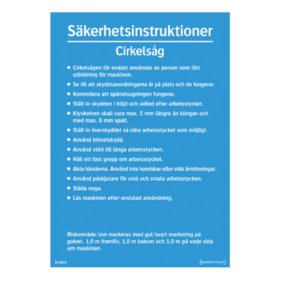 Säkerhetsinstruktioner Cirkelsåg