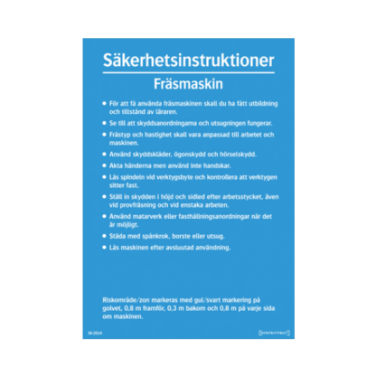 Säkerhetsinstruktioner Fräsmaskin