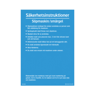 Säkerhetsinstruktioner Slipmaskin/smärgel