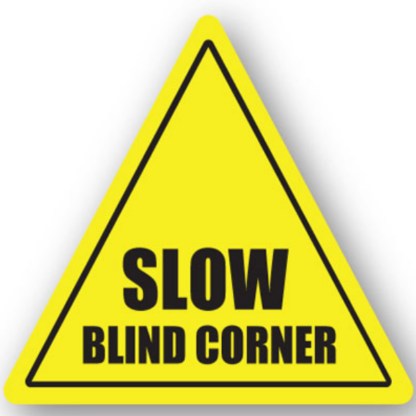Golvmarkering Varning Slow Blind corner