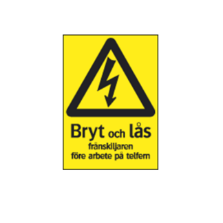 Varning Bryt o lås frånskiljaren före arbete med telfern