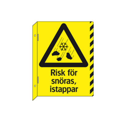 Varning Risk för snöras, istappar