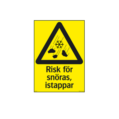 Varning Risk för snöras, istappar