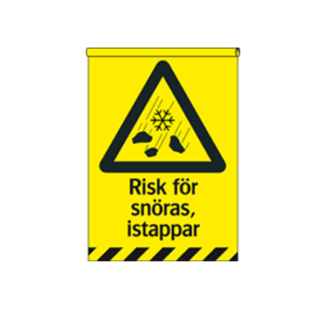 Varningsflagga Risk för snöras, istappar