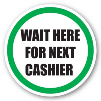 Golvmarkering Wait here for next cashier
