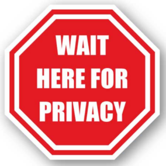 Golvmarkering Stop Wait here for privacy