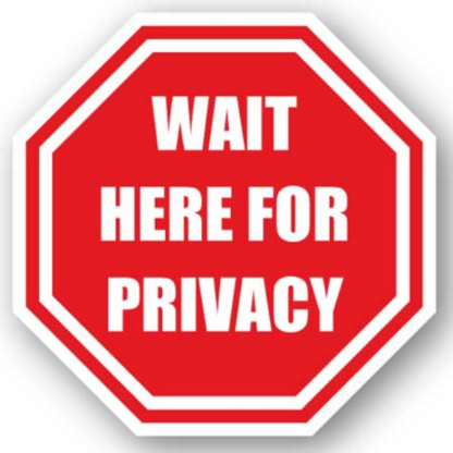 Golvmarkering Stop Wait here for privacy